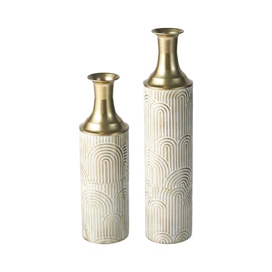 Michaels, Glitzhome® Modern White & Gold Metal Floor Vases Set – Category: Floor Vases